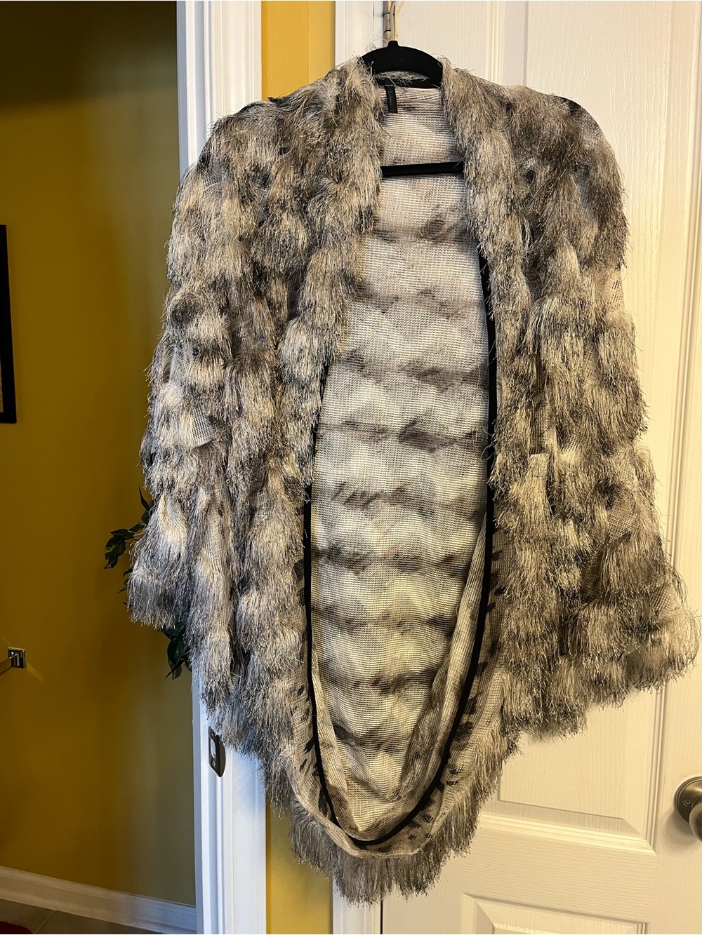 Faux Fur Shawl Cape - Gray Cascade